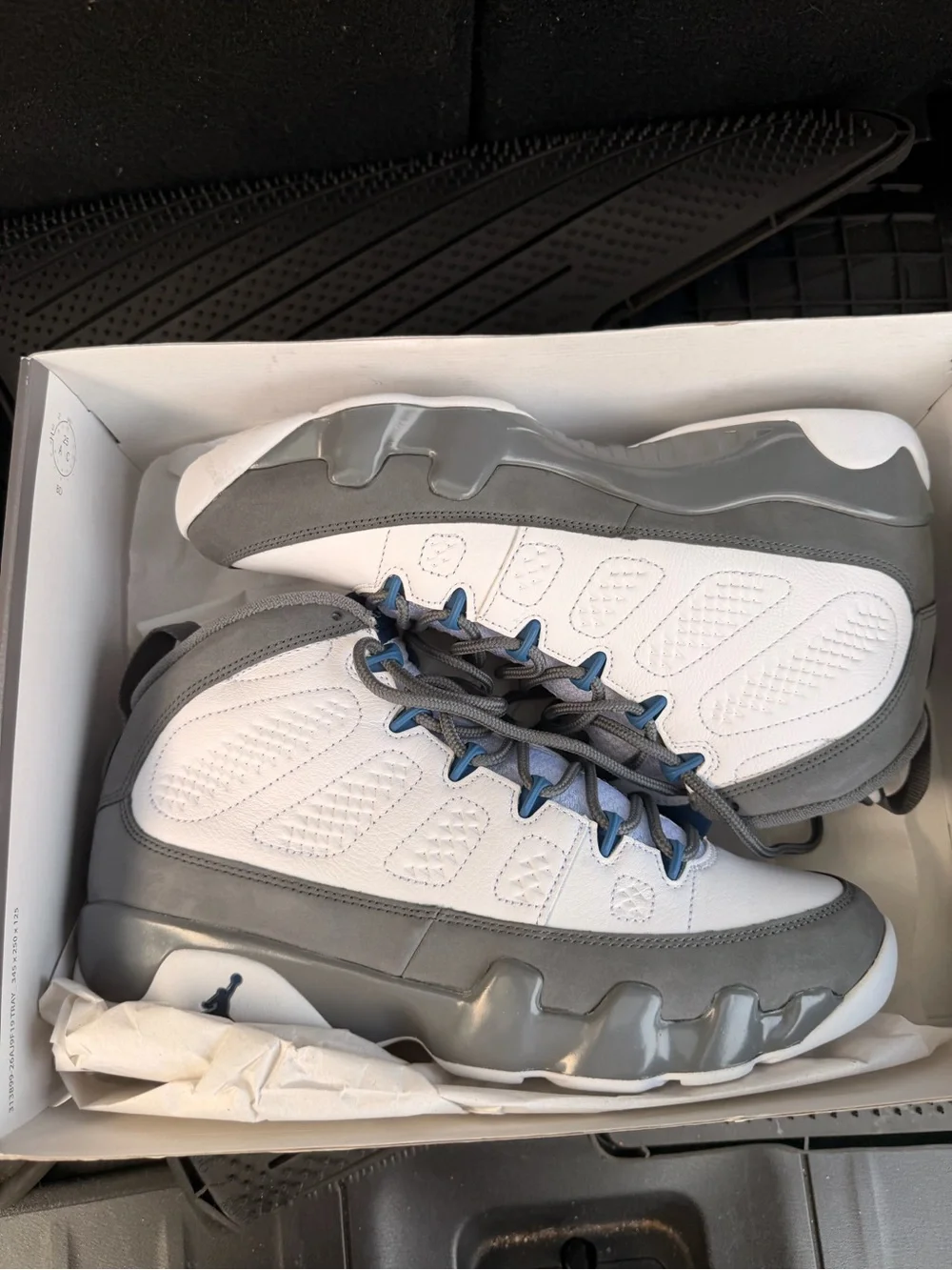 Men's Gray and White Jordan 9 Basketball Shoes